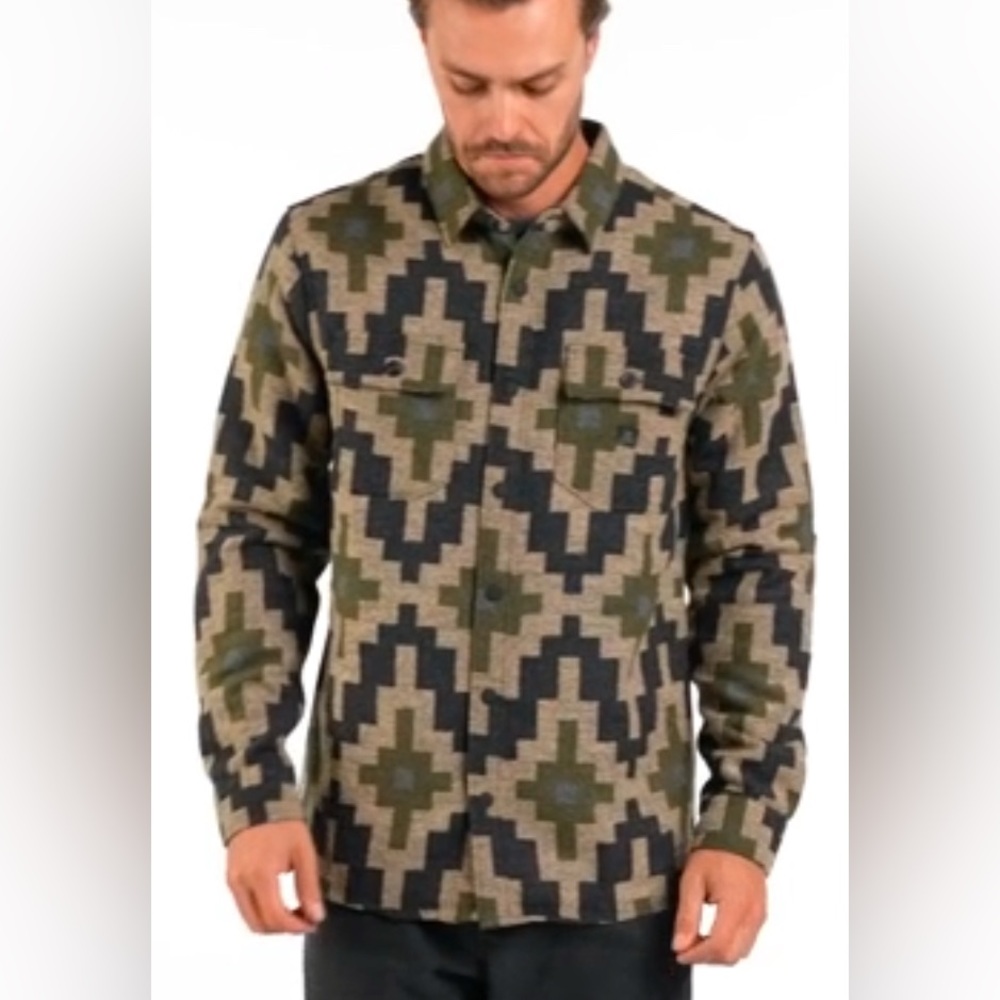 Roark Aztec Pattern Casual Button Down Shirt - Bl… - image 2